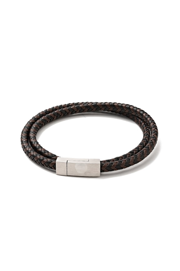 2 pc Microfiber Leather Double Loops Wrap Bracelet with 304 Stainless Steel Magnetic Clasp for Men Women Coconut Brown 16-3/4 inch(42.5cm) DIY