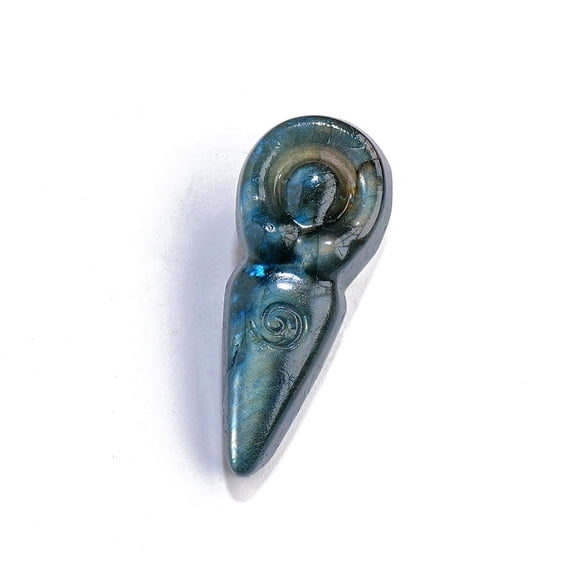 2 pc Natural Labradorite Display Decorations Reiki Energy Stone Figurine Goddess Pattern 50x20mm