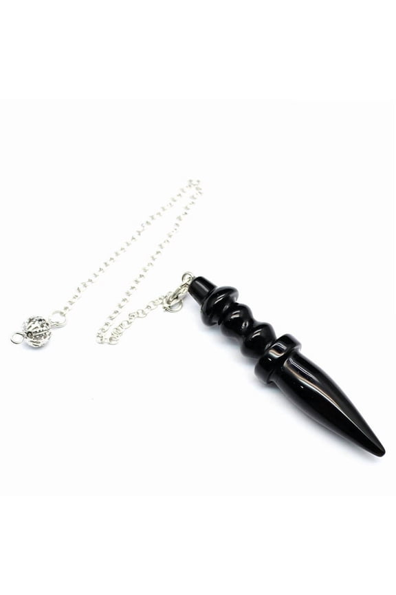 2 pc Natural Obsidian Dowsing Pendulum Big Pendants Cone Charm Reiki Wicca Witchcraft Balancing Pointed Pendant Pendulum 885mm