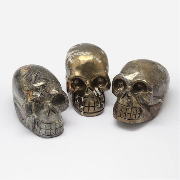 2 pc Natural Pyrite Display Decorations Skull 75~80x35~40x40~45mm