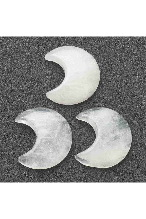2 pc Natural Quartz Cabochons Rock Cabochons No Hole/Undrilled for Wire Wrapped Pendant Making Moon 34~35x29~30x7.5~9mm