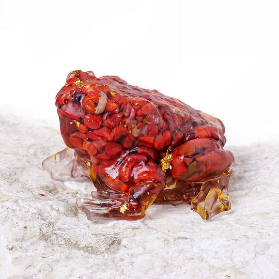 2 pc Natural Red Jasper Display Decorations Resin Home Office Decoration Toad 66x60x35mm