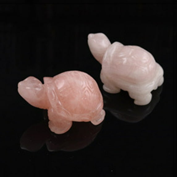 2 pc Natural Rose Quartz Carved Healing Tortoise Figurines Reiki Stones Statues for Energy Balancing Meditation Therapy 41.5x28.5x21mm