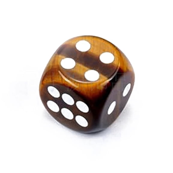 2 pc Natural Tiger Eye Carved Cube Dice for Playing Tabletop Games 15x15x15mm