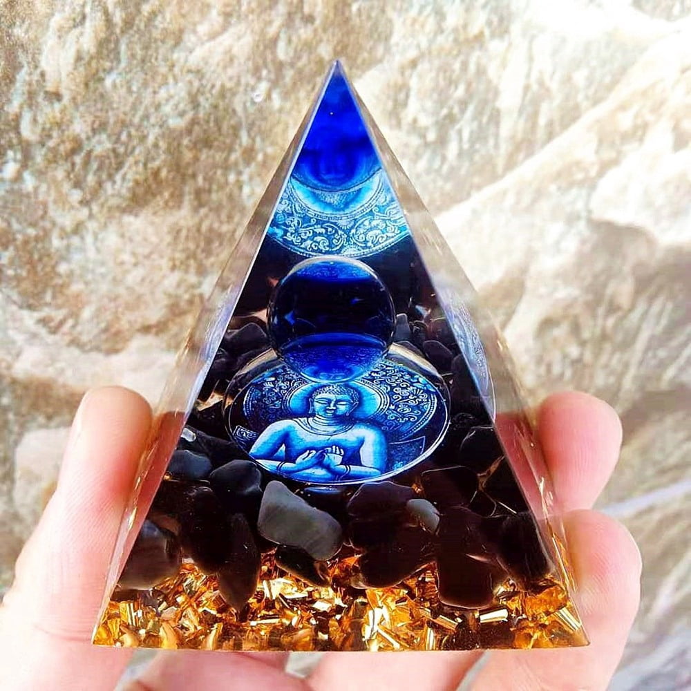 Curated visual reference: Gallery Detail: 2 Pc Orgonite Pyramid Resin Display Decorations With Natural Agate