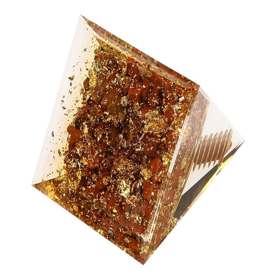 2 pc Orgonite Pyramid Resin Energy Generators Reiki Natural Red Jasper Chips & Steel Wire & golden Foil Inside for Home Office Desk Decoration 59x59x59mm