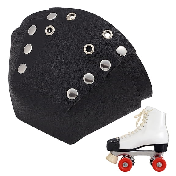2 pc PVC Leather Roller Skate Toe Guard Roller Skate Toe Cap Trapezoid Black 104x56mm Hole: 4mm & 22mm