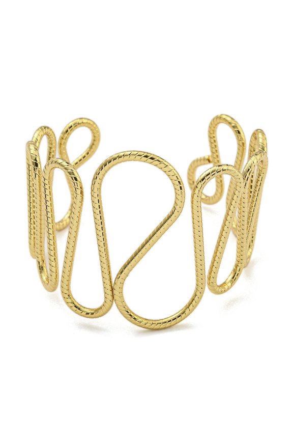 2 pc PVD Vacuum Plating 202 Stainless Steel Wiggle Ring Open Cuff Bangles for Women Golden 1-1/4~2-1/8 inch(3.1~5.25cm) Inner Diameter: 2-1/4~2-3/8 inch(5.7~6cm)