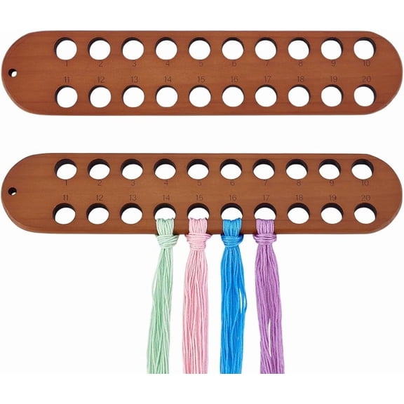 2 pc Pinewood Thread Winding Boards Floss Organizer for Stitch Embroidery Cotton Thread Craft DIY Sewing Storage Oval Saddle Brown 283x61x9.5mm DIY