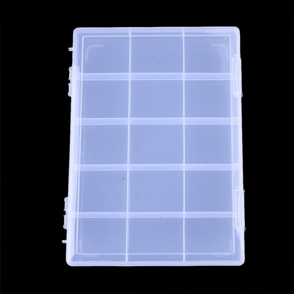 2 pc Plastic Bead Storage Containers 15 Compartments Rectangle Clear 28.5x19.5x2.2cm Compartment: 53.5x60mm