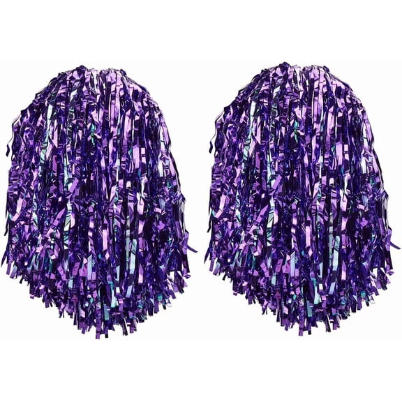 2 pc Plastic Cheerleading Pom Poms Cheerleading Hand Flowers for Girls Purple 330mm