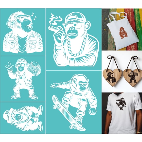 2 pc Self-Adhesive Silk Screen Printing Stencil for Painting on Wood DIY Decoration T-Shirt Fabric Orangutan 220x280mm