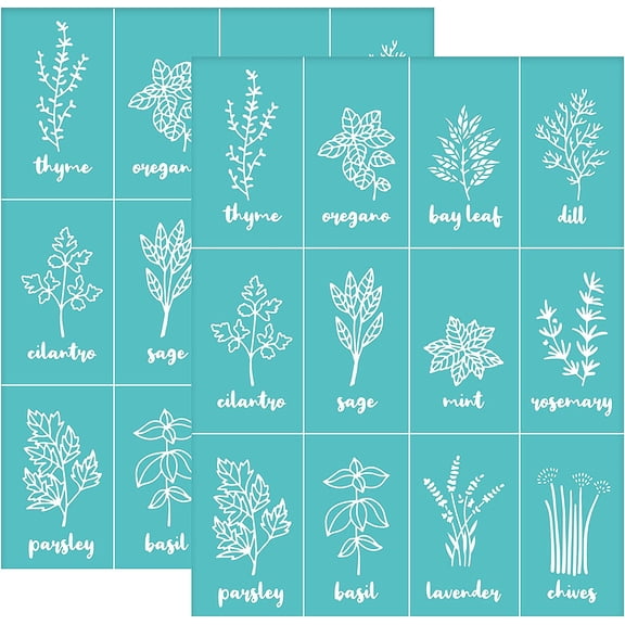 2 pc Self-Adhesive Silk Screen Printing Stencil for Painting on Wood DIY Decoration T-Shirt Fabric Turquoise Plants Pattern 220x280mm art