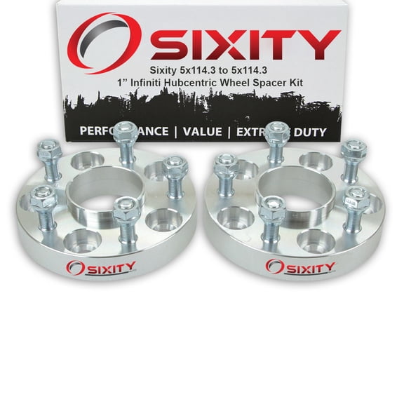 Sixity Auto 2 pc 1" 5x114.3 Wheel Spacers compatible with Infiniti Q45 I30 I35 EX35 FX35 G35 G37 M12x1.25mm 1.25in Hubcentric