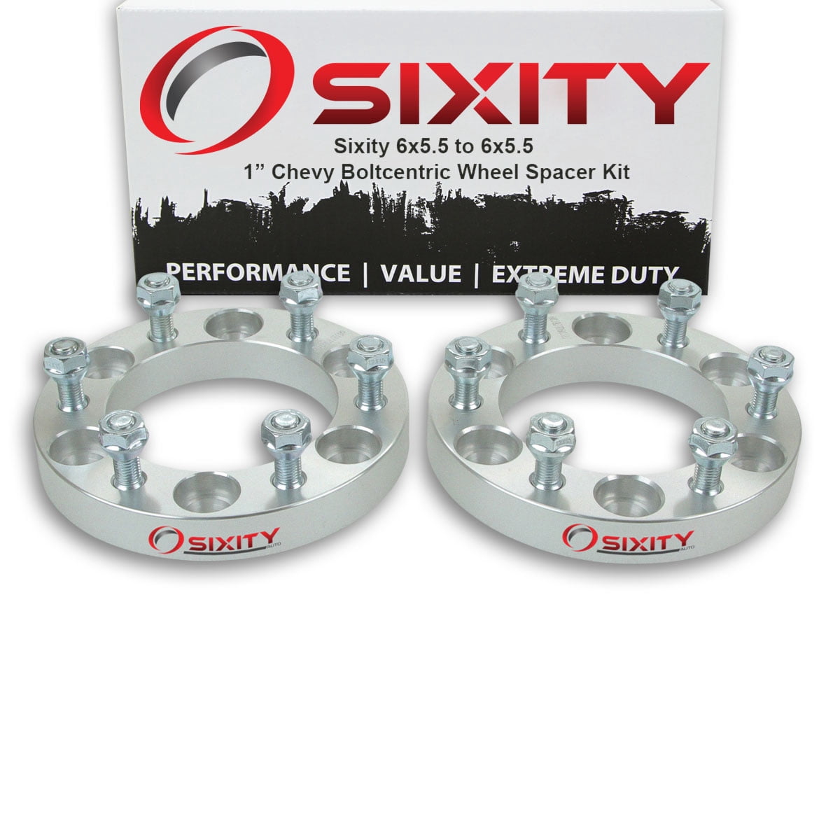 Sixity Auto 2 pc 1" 6x5.5 Wheel Spacers compatible with Chevy Colorado M12x1.5mm 1.25in Studs Lugs