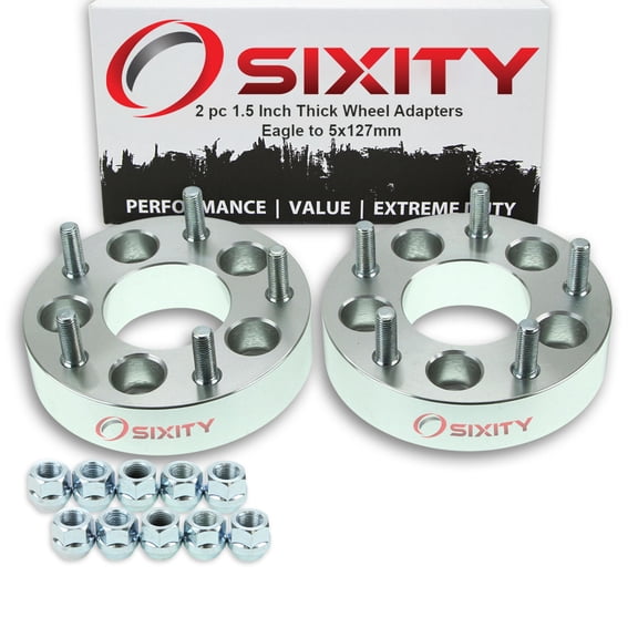 Sixity Auto 2 pc 5x114.3mm to 5x127mm Wheel Spacers Adapters 1.5" compatible with Eagle Talon Vision
