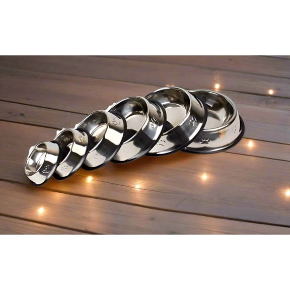 2 pc Stainless Steel Dog And Cat Food And Water Bowl Non Slip Base