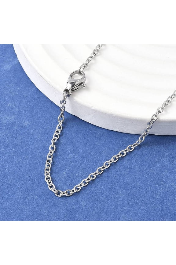 2 pc Tarnish Resistant 304 Stainless Steel Cable Chain Necklaces with Lobster Claw Clasps Stainless Steel Color 17.32 inch~17.52 inch(44~44.5cm)