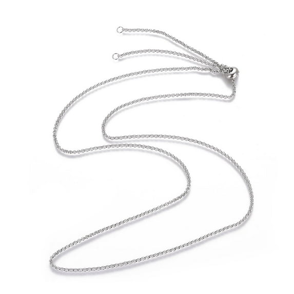 2 pc Resistant Adjustable 304 Stainless Steel Slider Necklaces with Chains and Slider Beads Stainless Steel Color 29.5 inch(75cm) 2mm Material: Stainless Steel