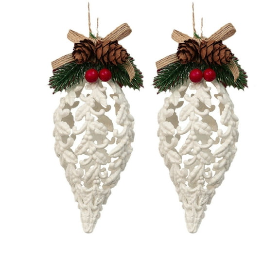 2 pc Wonderland Artificial Pine Cone Ornament Fall Halloween Thanksgiving Christmas Tree Holiday Decoration