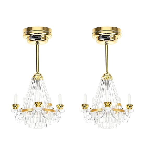 Cyraft 2 Pack 1:12 Scale Miniature Chandelier with Candles for Dollhouse Accessories