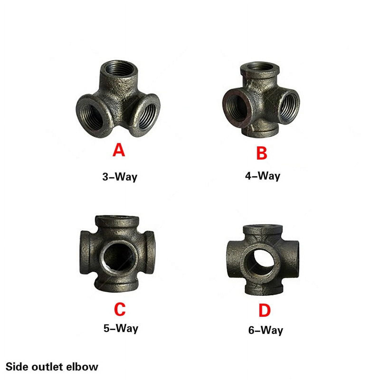 2 pcs 1/2 3/4 1 inch Black self colour malleable iron pipe fittings