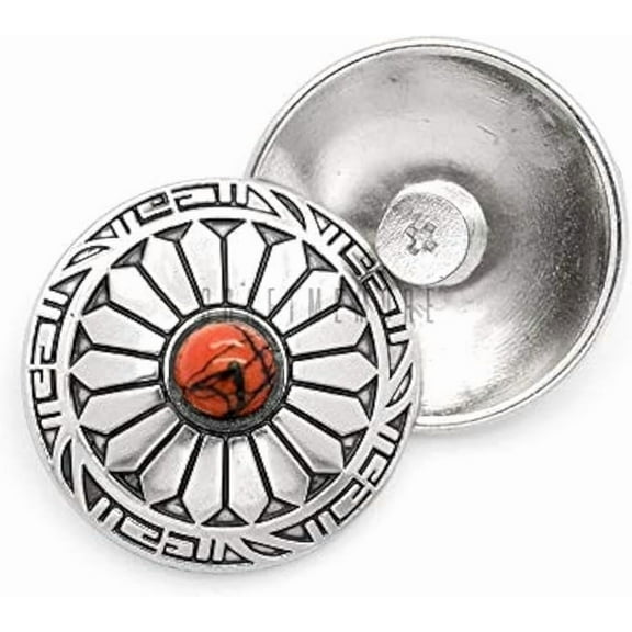 2 pcs 1-3/16 in Decorative Concho Turquoise Style Flower Screw Back Buttons for Leather Crafts Red CHS59