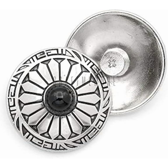 2 pcs 1-3/16 in Decorative Concho Turquoise Style Flower Screw Back Buttons for Leather Crafts Black CHS59