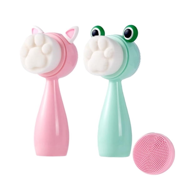 2 pcs 2-in-1 Facial Cleansing Brush, Silicone Double-Sided Face Scrubber, Deep Pore Cleansing with Soft Bristles