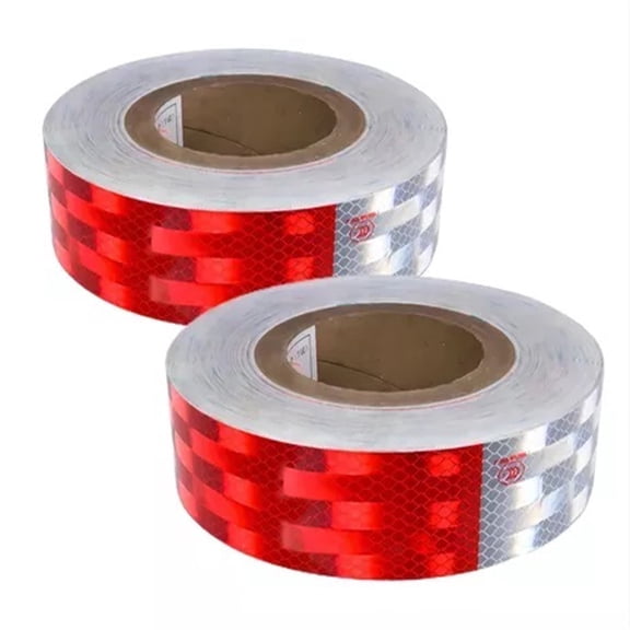 Reflective Tape DOT C2 Compliant, Waterproof Safety Warning Tape, Red and White, 2” x 296ft Total, 2 Rolls