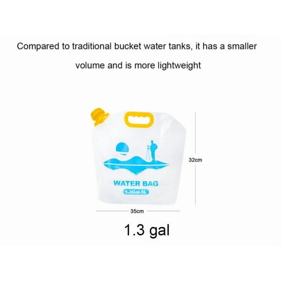 2 pcs 1.3 Gallon Collapsible Emergency Water Container Bag,WaterStorageCube,Flat Folding,BPA Free Food Grade,Clear Plastic Storage Jug for Camping Hiking,No-Leak Freezable,Water Bottle