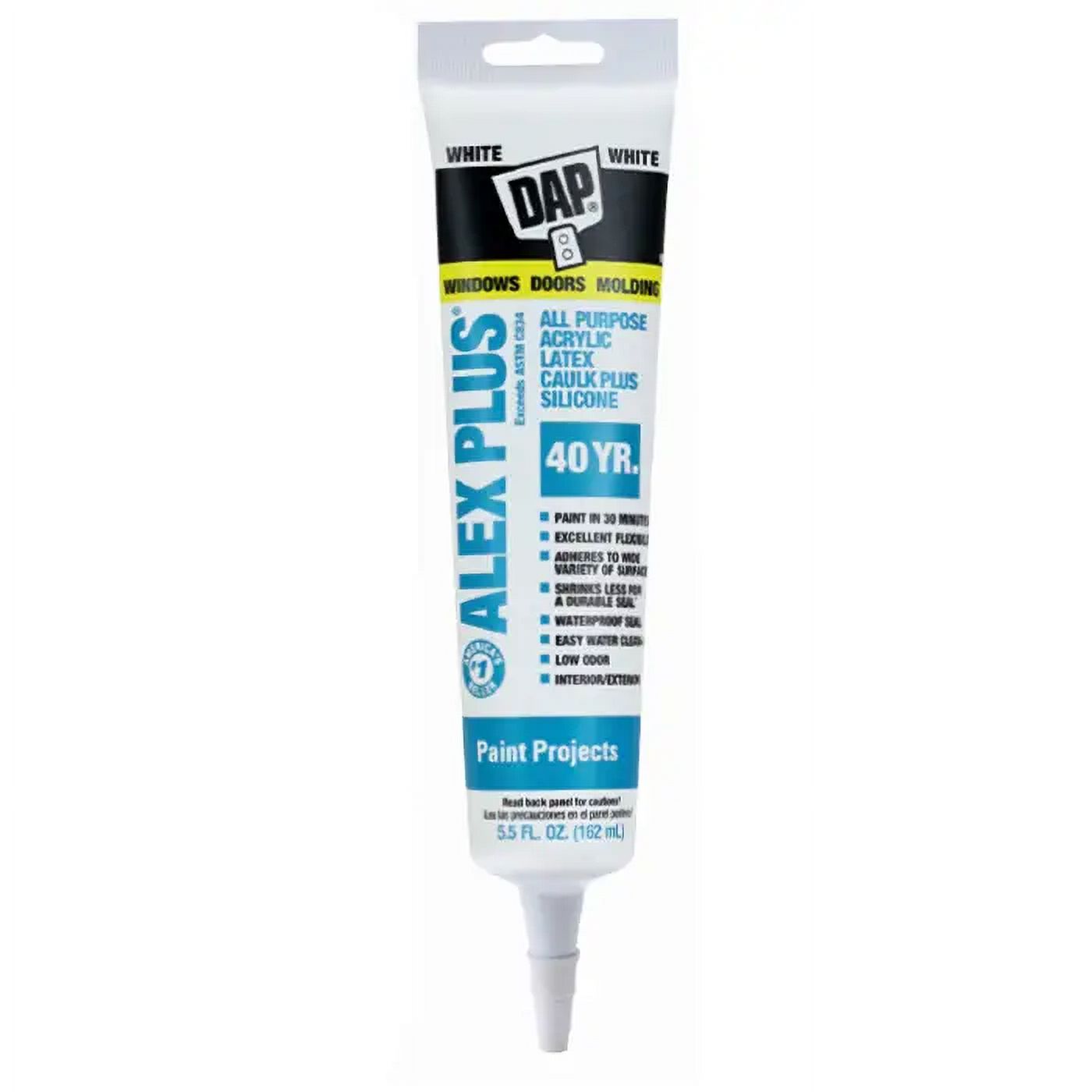 2 pcs,5.5 Oz Dap 18128 White Alex Plus All Purpose Acrylic Latex Caulk