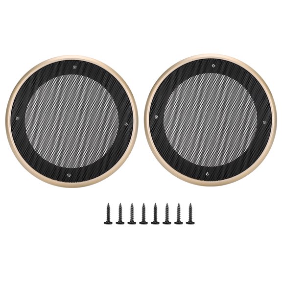 2 pcs 5 inch Audio Speaker Cover Decorative Circle Protective Metal Mesh Cover(gold+black)