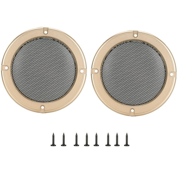 2 pcs 6.5 inch Audio Speaker Cover Decorative Circle Protective Metal Mesh Cover(gold+black)
