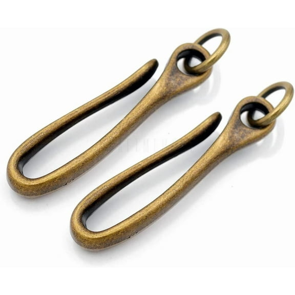 2 pcs 70X16 MM Wallet Japanese Alloy Fish Hook Keychain Holder Belt Clip Leathercraft Accessories (Antique Brass)