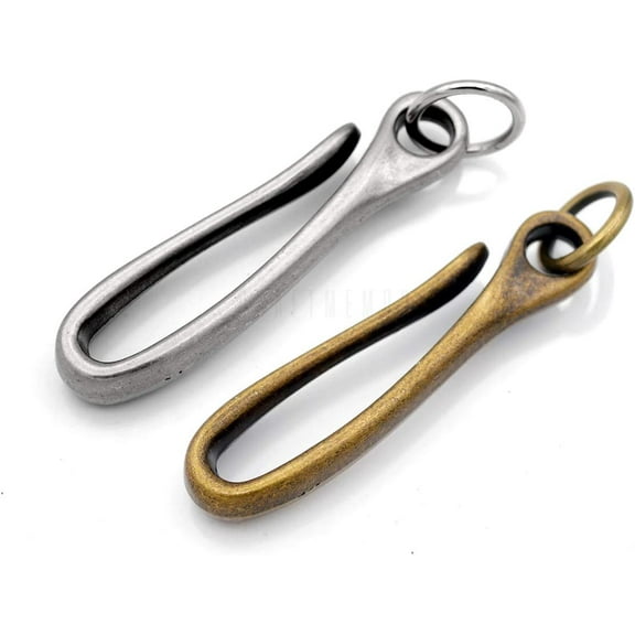 2 pcs 70X16 MM Wallet Japanese Alloy Fish Hook Keychain Holder Belt Clip Leathercraft Accessories (Antique Silver & Brass)