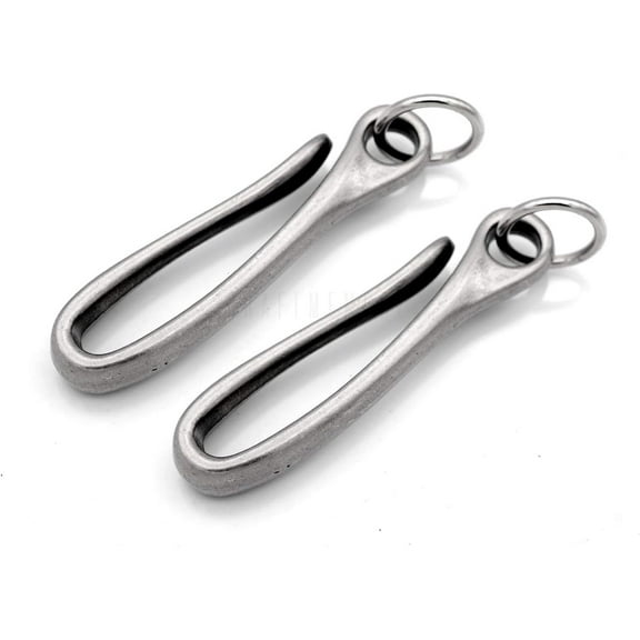2 pcs 70X16 MM Wallet Japanese Alloy Fish Hook Keychain Holder Belt Clip Leathercraft Accessories (Antique Silver)