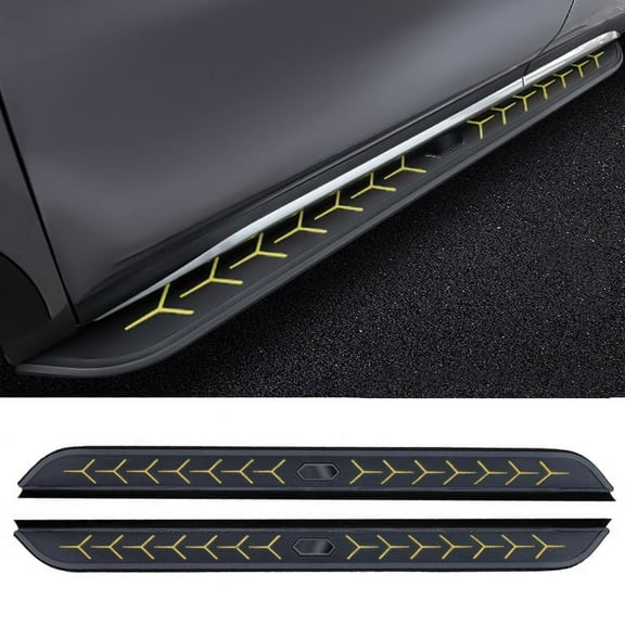 2 pcs Accessories fit for Chevrolet Chevy Blazer 2019-2025 Running Board Aluminium Side Step Nerf bar (with Brackets) Black&Yellow pattern