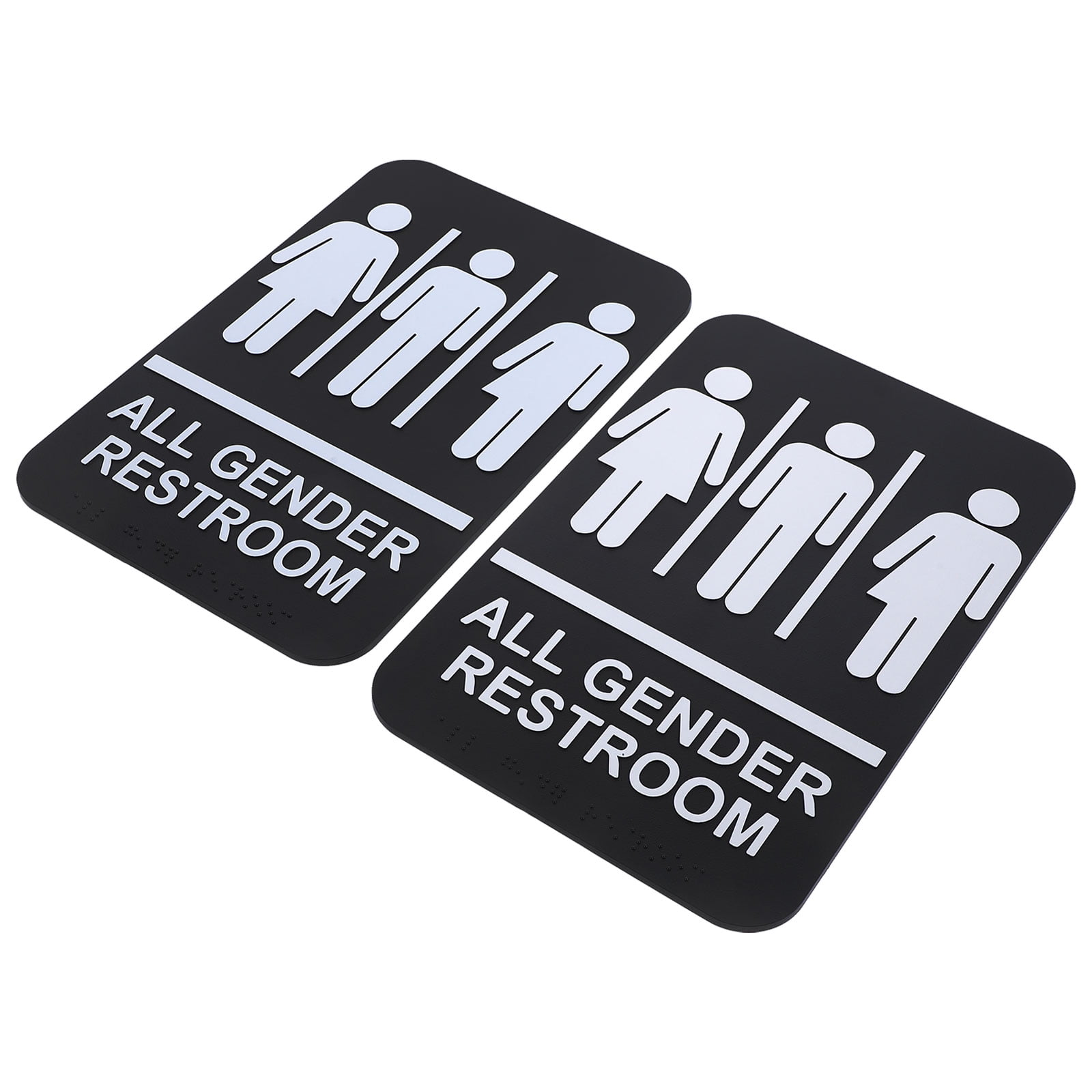 2 pcs Adhesive Unisex Bathroom Sign All Gender Restroom Sign Braille