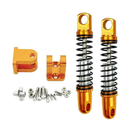 2 pcs Aluminum Alloy Front Shocks Absorber Spring with Fixed Seat Dampers for per per per per per per 1/16 RC Vehicles Spare Part Accessories Assembly Golden