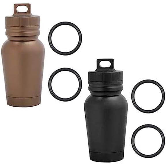 2 pcs Aluminum Alloy Waterproof Canister, Medicine Seal Capsule Bottle Outdoor Camping EDC Tool$$Sport & Recreation Other