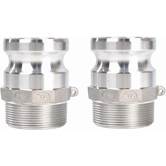 2 pcs Aluminum Camlock (2" Part F) Cam & Groove Hose Fittings, cam Lock Fittings Male Adapter x Male NPT Thread cam Lock Fittings camlock Coupling (2'')
