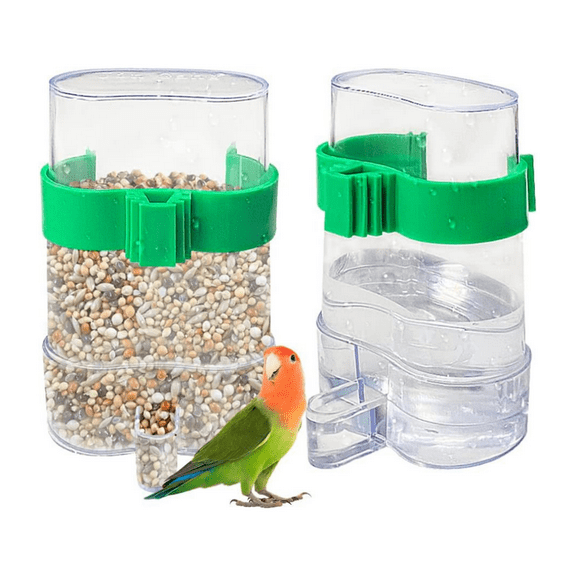 2 pcs Automatic Feeding Bird Feeder for Cage, Parakeet Water Dispenser Parrot Feeder Parakeet Waterer Cockatiel Cage Accessories, for Budgies Finch Canaries Lovebirds