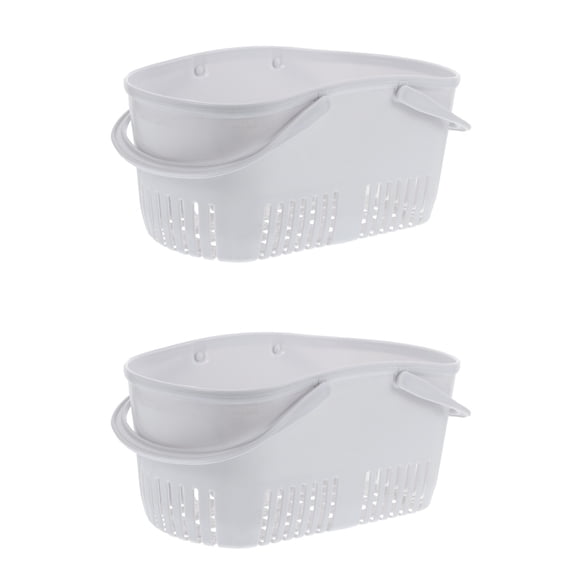 GOOHOCHY Plastic Storage Basket Grey for Water Draining 2Pcs 11.4x6.5in