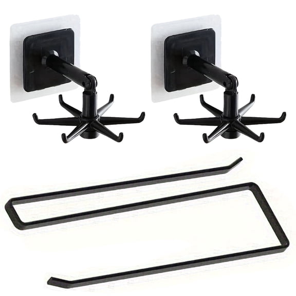 2 Pcs Black Adhesive Under-Cabinet Shelf - No-Drill Kitchen/Bathroom Organizer for Pot Lids, Plates, Paper Towels