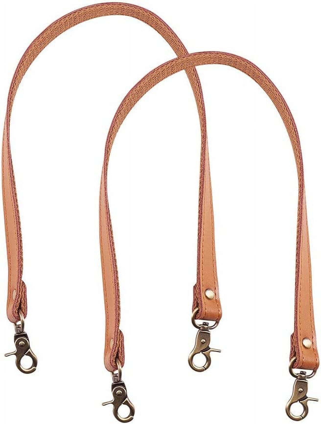 2 pcs Brown Leather Purse Strap Replacement Handles 20mm Wide