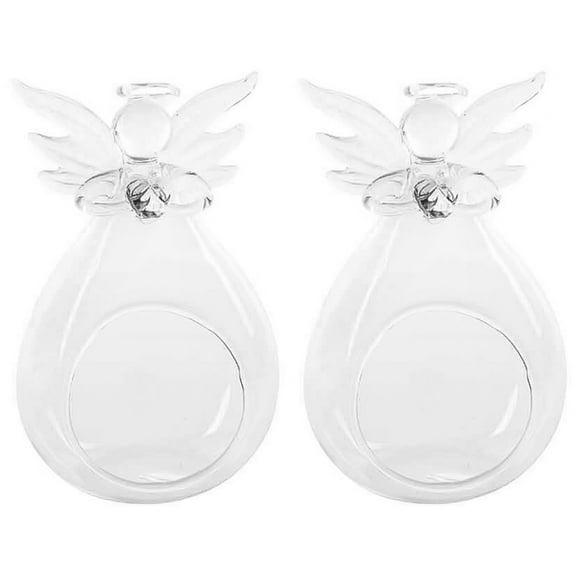 2 pcs Candle Stick Candle Holder Table Glass Angel Candlestick (Transparent)