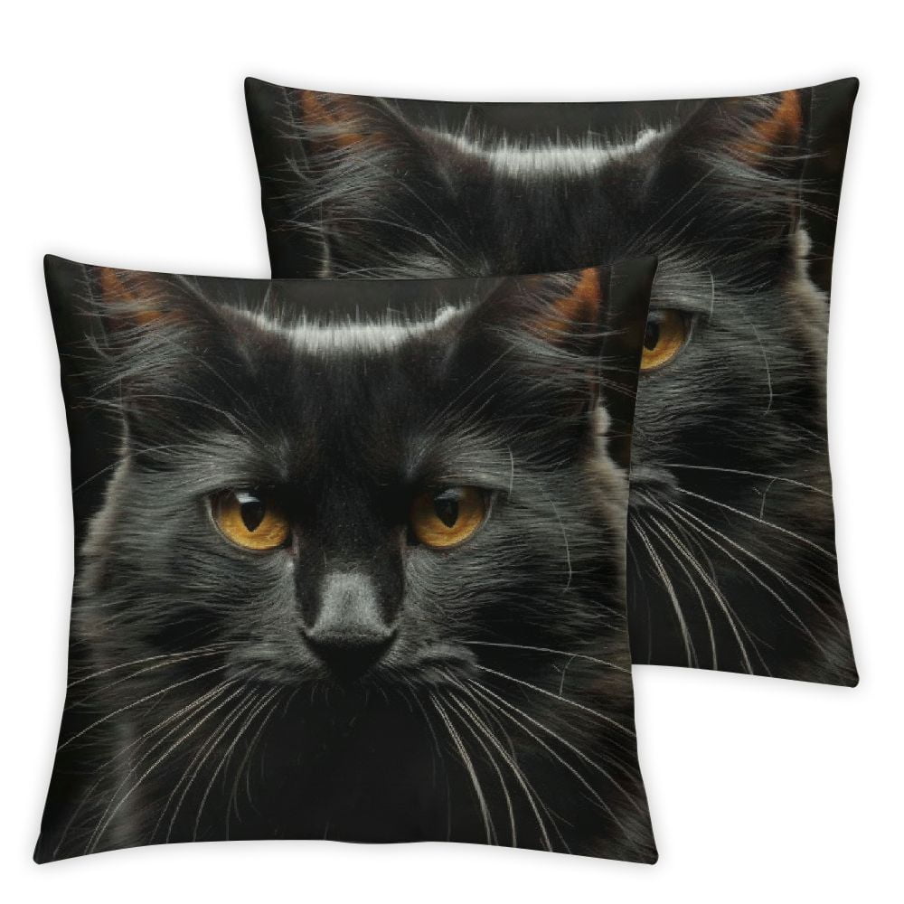 2 pcs Cat Pillow Case,Lucky Black Cat Polyester fiber soft material