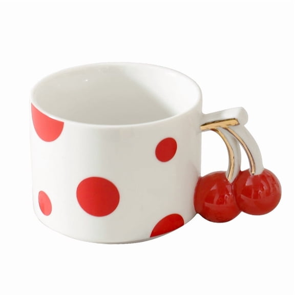 2 pcs Cherry Pattern Ceramic Mug, Cute Daily Water Cup, Exquisite Souvenir and Gift for Home