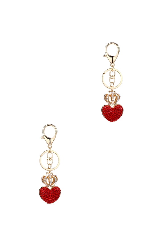 2 pcs  Chic Rhinestone Alloy Key Holder Bag Key Chain Crown Shape Key Ring Decor